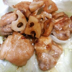 鶏肉と蓮根の甘辛炒め